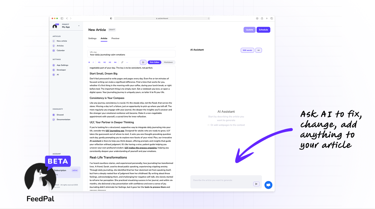 feedpal editor